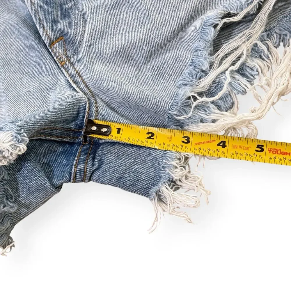 GRLFRND Helena High Rise Cut Off Denim Shorts 27 Never Catch Me Button Fly